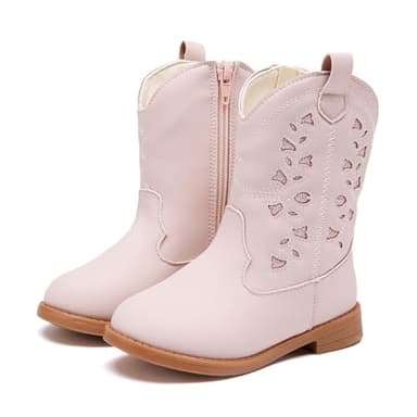 BMCiTYBM Toddler Girls Cowgirl Boots Little Kids Mid Calf Western Boots Cowboy Boots Pointed Toe Riding Shoes Glitter Pink Size 8 Toddler - Image 1