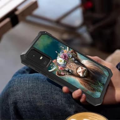 ACWDMKH for TCL ION V Phone Case/TCL ION X / 40Z Phone Case T607DL with Tempered Glass Screen Protector Dual Layer Structure Protection Shockproof Corner TPU Bumper Cover,Cute Highland Cow - Image 6