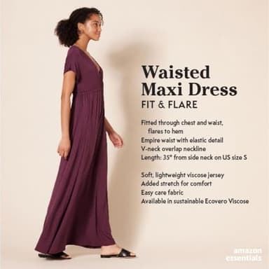 Amazon Essentials Women's Waisted Maxi Dress (Available in Plus Size), Black, X-Small - Image 2