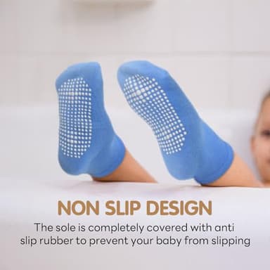 HYCLES Toddler Grip Socks, Non Slip Kid Socks Floor Skid Sock with Gripper for 0-1T Boy Girl 6-12 Months Baby - Image 2