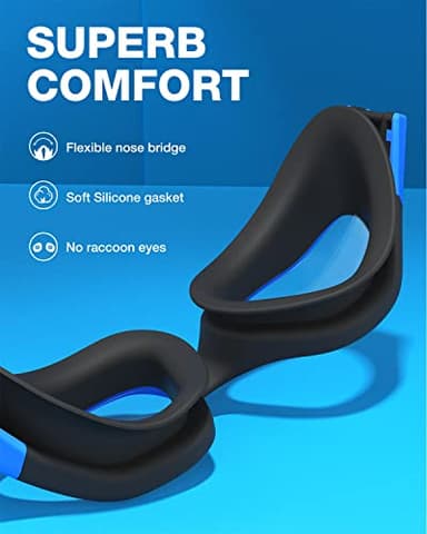ZIONOR Swim Goggles, Upgraded G1 Polarized Swimming Goggles UV Protection Anti-fog Adjustable Strap for Men Women Adult Indoor or Outdoor (Polarized Mirror Blue Lens) - Image 4