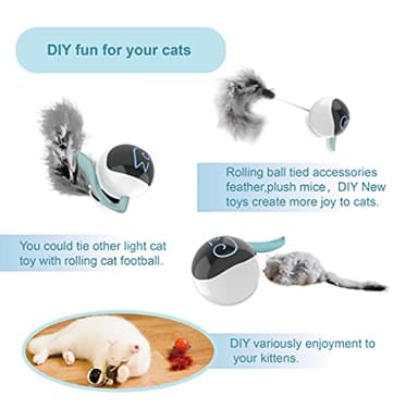 Migipaws Interactive Cat Ball Toy Set, Fun Tracker, Automatic Rolling Chase Ball with Fluffy Tail, A Small Mice, Rechargeable (White) - Image 8