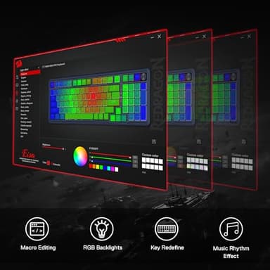 Redragon K686 PRO 98 Keys Wireless Gasket RGB Gaming Keyboard, 3-Mode PBT Mechanical Keyboard w/Hot-Swap South-Facing RGB Socket, Dedicated Knob Control & 5-Layer Noise Dampening, Gradient PBT Keycaps - Image 9