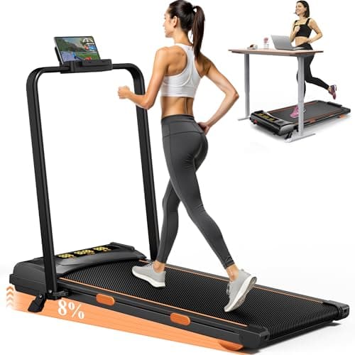 Incline Treadmill for Home, Walking Pad with Handle Bar, Under Desk Compact Treadmill with 350 Lbs Capacity, LED Display & APP, Remote Control, 3.0HP (XXL) - Image 1