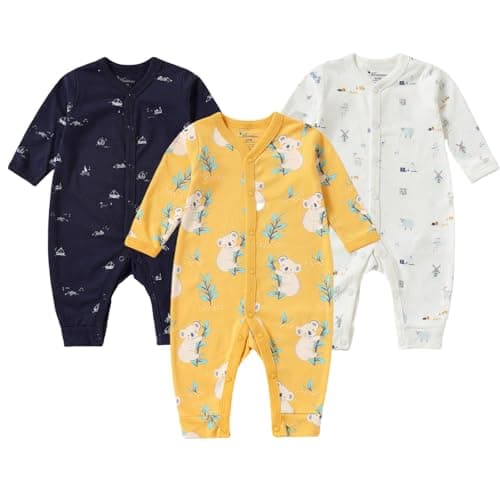 Minicoco Baby Girls Boys Long Sleeve Rompers Infant Toddler Newborn Footless Jumpsuits One-Piece Cotton Outfits (3, Life in Australia, 9-12 Months) - Image 1