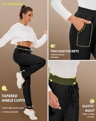 CAMPSNAIL Fleece Lined Sweatpants Women - Joggers for Women with Pockets High Waisted Thermal Winter Warm Pants for Snow - Image 3