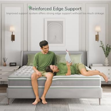 Novilla Queen Mattress 12 Inch,Gel Memory Foam & Pocketed Coils with Motion Isolation for Refreshing Sleep, Medium Firm Feel with CertiPUR-US Foam for Pressure Relief,Queen Mattress in a Box - Image 5