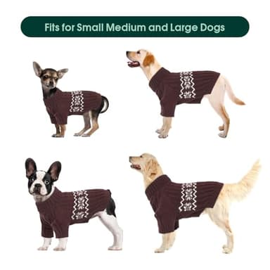 Kuoser Small Dog Sweater, Christmas Clothes, Pullover Puppy Knitwear Apparel for Small Dogs Boy Girl Yorkie Chihuahua, Coffee XS - Image 4