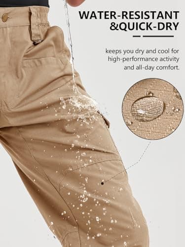 CNBQDD Work Pants for Men Construction Ripstop Cargo Tactical Pants Waterproof Lightweight Hiking Outdoor Pants with Pockets Khaki 44Wx34L - Image 3