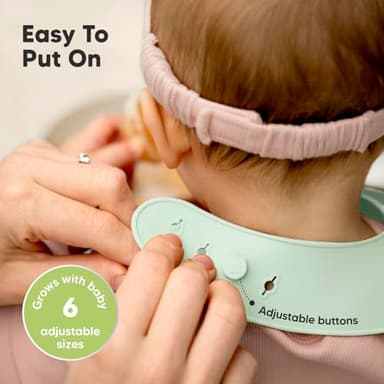 KeaBabies 2-Pack Silicone Baby Bibs for Eating - Sturdy Food-Grade Silicone Bibs for Babies Girl, Boy, Large Food Catcher, Clean & Put On Easily, Waterproof Toddler Feeding Essentials(Pastel Sky) - Image 5