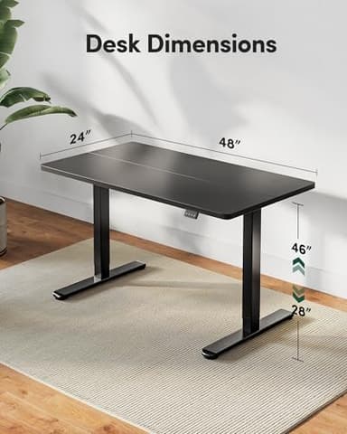 FEZIBO Electric Standing Desk Adjustable Height, 48 x 24 Inch Sit and Stand Desk, Home Office Desk, Ergonomic Computer Workstation, Black - Image 2