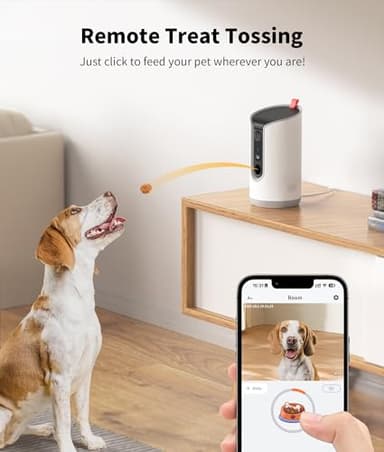 TKENPRO 2K Pet Camera Treat Dispenser, 360°View Dog Camera with Phone App, 5G&2.4G WiFi 2-Way Talk Pet Cam Indoor for Cats Remote Treat Tossing, Motion Alerts, Auto Tracking - Image 2