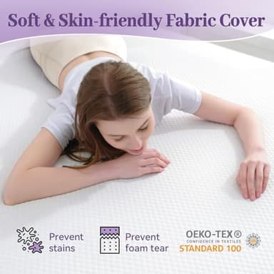 SINWEEK 3 Inch Gel Memory Foam Mattress Topper Full Size, Ventilated High Density Pad for Back Pain, Bed Topper with Removable Soft Cover, CertiPUR-US Certified - Image 4