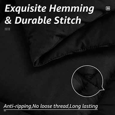 HYLEORY All Season Queen Size Bed Comforter - Cooling Goose Down Alternative Quilted Duvet Insert with Corner Tabs - Winter Warm - Machine Washable - Black - Image 4