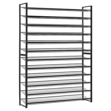 Nunsino Shoe Rack, Long Shoe Organizer,Max Holds 75 Pairs,12 Tier Metal Shoe Storage Shelf,6-Tier Stackable Shoes Organizer for Garage, Entryway,Black - Image 1