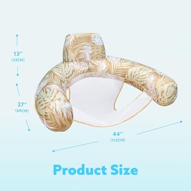 SLOOSH Inflatable Pool Noodle Chair,Pool Floats Chair Adult with Plant Pattern,Floating Water Hammock,Blow up Pool Noodles Rafts for Relaxing Swimming Party Summer Water Beach Lake Fun,Champagne - Image 7