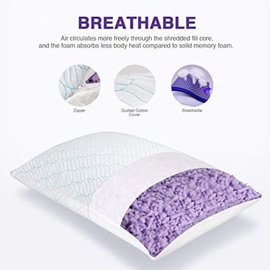 WISHSMILE Cooling Pillows Queen Size Set of 2, Memory Foam Pillows with Zipper, Adjustable Firmness for Sleeping Cool Cold Pillow to Hot, Side, Back and Stomach Sleepers, 2 Pack, 20x30 - Image 8