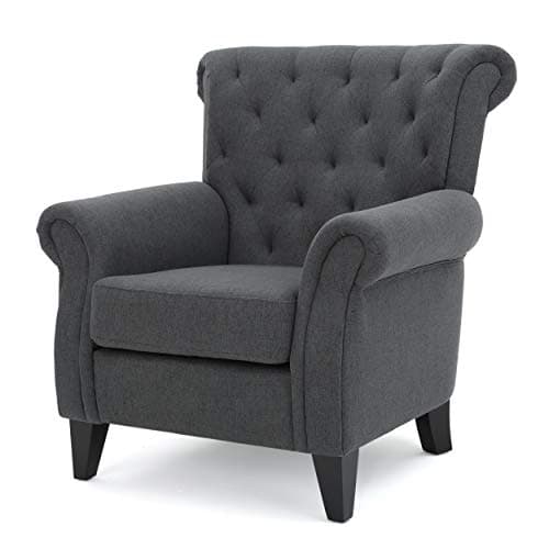 Christopher Knight Home Merritt Fabric Tufted Chair, Dark Grey - Image 1