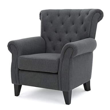 Christopher Knight Home Merritt Fabric Tufted Chair, Dark Grey - Image 1