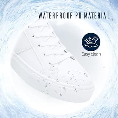 Adokoo Women's Fashion Sneakers PU Leather Casual Shoes White Tennis Low Top Shoes Womens Lace Up Sneakers(White,US9) - Image 3