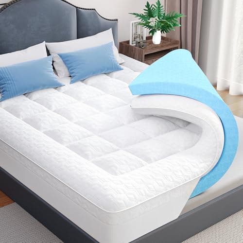 Mattress Topper King Size, Dual Layer 3 Inch Pillow Top Mattress Topper, 1 Inch Cooling Pillow Topper and 2 Inch Gel Memory Foam Bed Mattress Topper for Back Pain & Comfort Sleep - Image 1