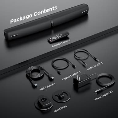 Assistrust Sound Bar for Smart TV, 90W Soundbar with Bluetooth/ARC/Optical/AUX Connect, Auto Volume Boost, 3 Equalizer Modes, 2 in 1 Detachable Soundbar for TV for TV/PC/Gaming/Projectors - Image 9