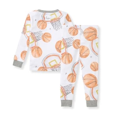 Burt's Bees Baby Baby Boy's Pajamas, Tee and Pant 2-Piece Pj Set, 100% Organic Cotton Soft Sleepwear, Basketball, 6 Years - Image 2