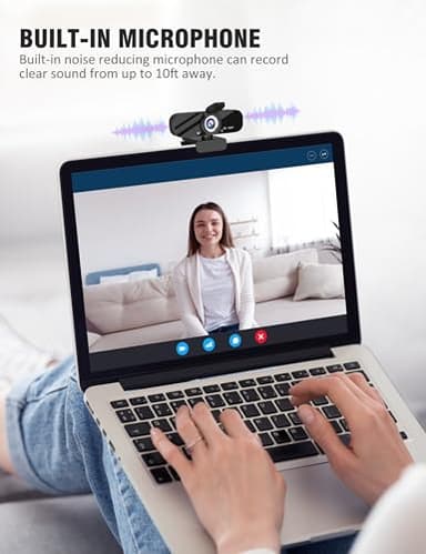 GOZVRPU 1080P HD Webcam with Built-in Microphone, Rotatable Tripod, Wide-Angle Lens,Privacy Cover, Auto Light Correction, Plug & Play USB-A Webcam for Laptop, Desktop, PC, Streaming-Black - Image 5