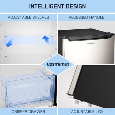 Upstreman 7.0 Cu.Ft Upright Freezer, Large Capacity Garage Ready Deep Freezers with 5 Adjustable Shelves, Convertible Refrigerator/Freezer, Reversible Door for Home, Basement, Apartment (Stainless) - Image 5