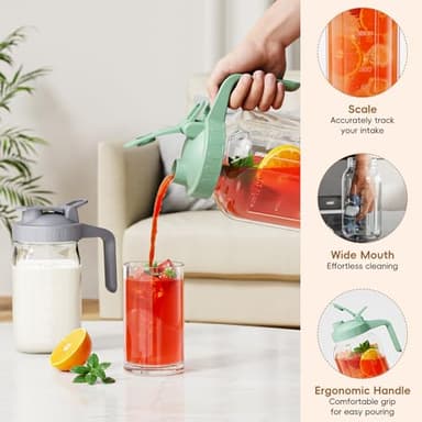 JunVpic Breast Milk Pitcher Jug - 32 oz Glass Mason Jar Airtight Pitcher with Pour Spout Handle for Breastmilk, Iced Tea, Ice Drinks Storage Container - Image 4