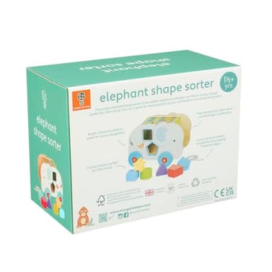 Orange Tree Toys: Shape Sorter: Jungle Elephant - Wooden Wheeled Animal Sorter, 6 Shape Blocks, Push-Pull-Sort, Educational Toy, Toddler & Kids Age 1+ - Image 3