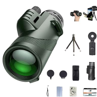 Stscope 360 Monocular Set, Telescope High Power for Adults Long Range with Phone Adapter & Tripod, for Bird Watching Camping Travelling Concert (80 * 100,Green) - Image 1