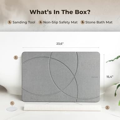 Stone Bath Mat, Diatomaceous Earth Non-Slip Stone Shower Mat - Quick Drying Absorbent Bath Mats for Bathroom - Elegant & Modern Design, Easy to Clean (23.5 x 15) - Graphite - Image 7