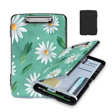 Tudguiloae Pattern Design Clipboard with Storage - Heavy Duty Legal Size Clipboard, Ideal for Teachers, Nurses, Office Workers, Contractors, and Kids - 9.5 x 14.2 Inch (Daisy Flower) - Image 1