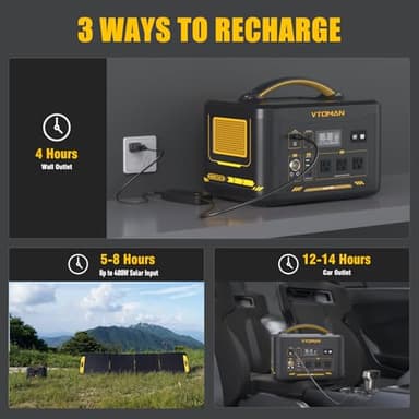VTOMAN Jump 1800 Portable Power Station with Jump Start, 1548Wh LiFePO4 Solar Generator 1800W (Peak 3600W) AC Outlets, Regulated 12V DC, PD 100W Type-C for Home Backup RV/Van Travel Camping Road Trip - Image 7