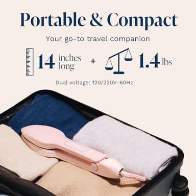 Nori Press Travel Steam Iron - Handheld Iron With Optional Steam Feature - No Ironing Board Required - Easy to Use w/ 6 Fabric Settings - Removes Wrinkles - Pink - Image 5