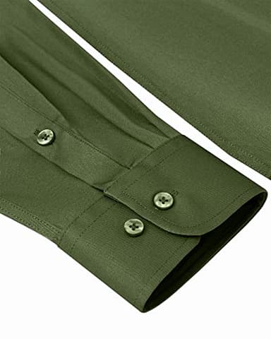 Alimens & Gentle Slim Fit Dress Shirts for Men Long Sleeve Stretch Stain Proof Wrinkle Free Button Down Shirts Formal Shirts Army Green - Image 7