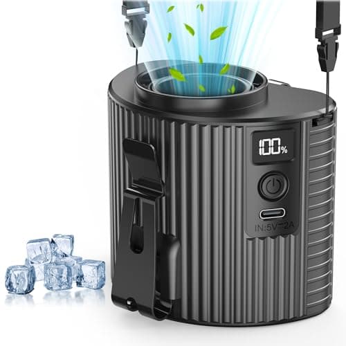 KITWLEMEN Portable Waist Fan - Personal Clip on Belt Fan, 5 Speeds 20H Cooling, Rechargeable Battery Operated, Wearable with Lanyard for Camping, Travel, Jobsite (Black) - Image 1