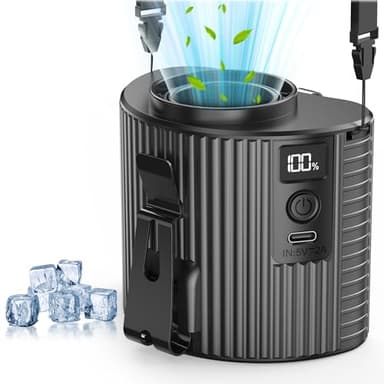 KITWLEMEN Portable Waist Fan - Personal Clip on Belt Fan, 5 Speeds 20H Cooling, Rechargeable Battery Operated, Wearable with Lanyard for Camping, Travel, Jobsite (Black) - Image 1