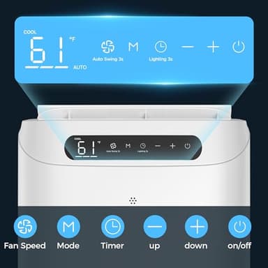 Humhold Portable Air Conditioners 14000Btu with Remote Control, 3-in-1 Free Stand Smart Cooling Portable AC Unit with Dehumidifier, Fan, Cools Room up to 700 sq.ft, Auto Swing,24H Timer, Windows Kit - Image 7