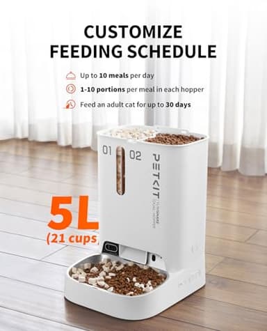 PETKIT Automatic Cat Dog Feeder with Camera, AI-Powered Motion Capturing, 1080P HD Video with Night Vision, 2.4G WiFi Pet Feeder with 2-Way Audio, Dual Hopper Pet Food Dispenser with Desiccant - Image 6
