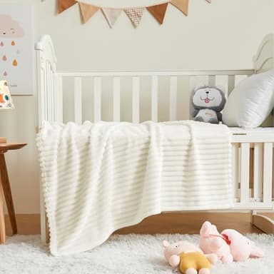 BEDELITE Baby Blankets for Boys Girls 30"x 40" - 3D Ribbed Jacquard Cute Fuzzy Fleece Blanket, Warm and Breathable Soft Cozy Infant Toddler Blanket for Newborn All Seasons Suitable, Cream - Image 4