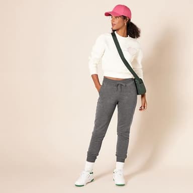 Amazon Essentials Women's Fleece Jogger Sweatpant (Available in Plus Size), Charcoal Heather, Small - Image 4