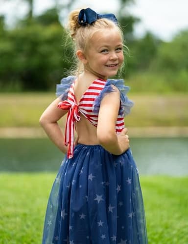 Arshiner Girls Tutu Dress 4th of July Dress Toddler Tulle Dresses Red Stripes 6 Years - Image 7