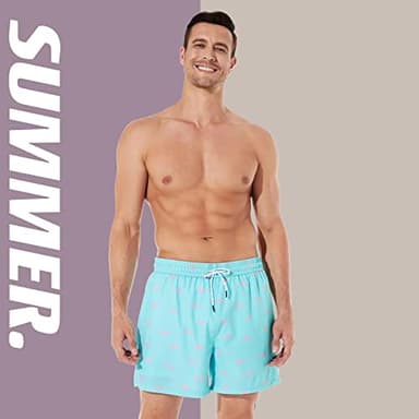 BRISIRA Mens Swim Trunks Bathing Suit 5 Inch Inseam Compression Liner Beach Swim Shorts Swimwear Quick Dry Zipper Pocket - Image 4