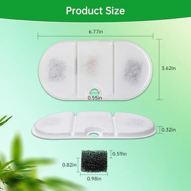 16 Packs Replacement Filters Compatible with Capsule Cat Water Fountain PLWF002, 16 Replacement Carbon Filters & 16 Sponges for 71fl oz/2.1L Ultra Quiet Pet Water Dispenser - Image 4