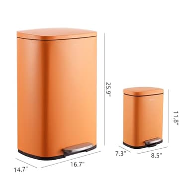 happimess HPM1006K Connor Rectangular 13.2-Gallon Trash Can with Soft-Close Lid and Free Mini Trash Can, Carrot Cake, Fingerprint Resistant, Modern, Minimalistic for Home, Kitchen, Bedroom, Bathroom - Image 4