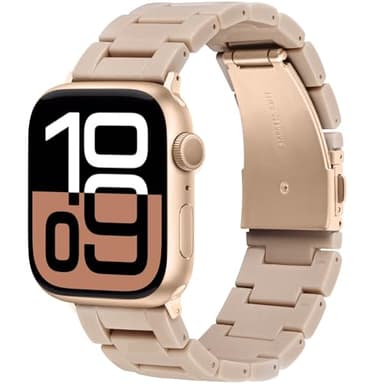 V-MORO Lightweight Bands Compatible with Apple Watch Series 11/10/9/8/7 38/40/41/42mm Fashion Cute Bracelet Band Rose Gold Stainless Steel Buckle Watch Strap for iwatch Series SE/6/5/4/3/2/1(Milky Tea) - Image 1