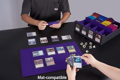 Venssu Card Storage Box for Trading Cards with Card Supporters, 3000+ MTG Deck Box with 24 Colorful Divider Tabs, Trading Card Storage with Viewing Windows Fits for Magic Game(Black and Purple) - Image 2