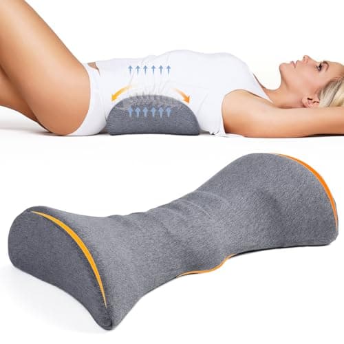 COMFYTHERA Lumbar Support Pillow for Sleeping Memory Foam Back Lumbar Support Cushion for Lower Back Pain Relief, Back Support Bed Pillow Waist Support Back Sleepers (Dark Grey) - Image 1
